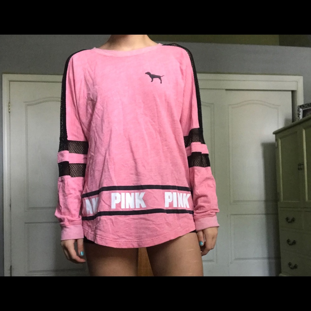 PINK sweater with mesh panelling